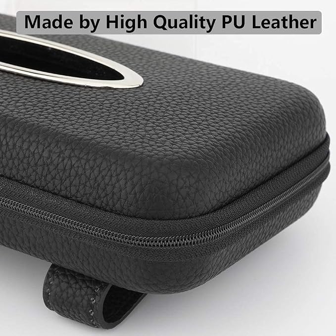 Sun Visor Tissue Holder, Zipper Napkin Holder, PU Leather Backseat Tissue Case - Image 3