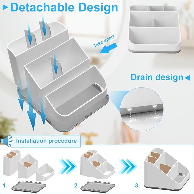 Toothbrush Holder for Bathroom, Detachable for Easy Cleaning Multi-Functional - Image 2