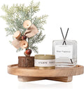 Round Decorative Tray Wood Bathroom Counter Organizer Farmhouse Kitchen Decor by zoocatia