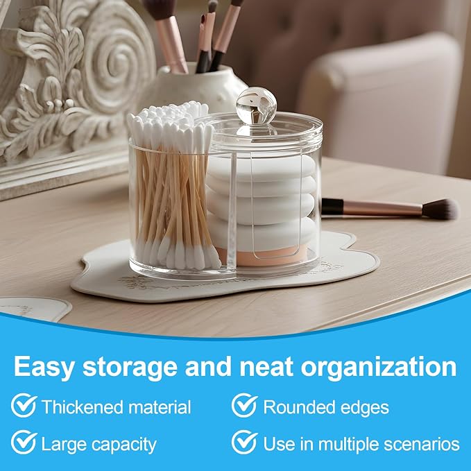 Cotton Swab Holder Dispenser Dual-Compartment Cotton Organizer Clear Vanity - Image 7