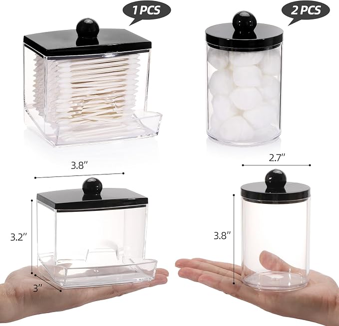 Tbestmax 10oz Cotton Ball Holder Qtips Dispenser, Bathroom Container Organizer - Image 2
