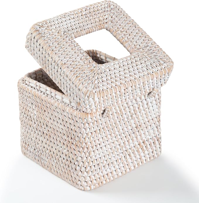 Rattan Square Tissue Box Cover, 5.7" x 5.7" x 5", Decorative Woven Facial - Image 8