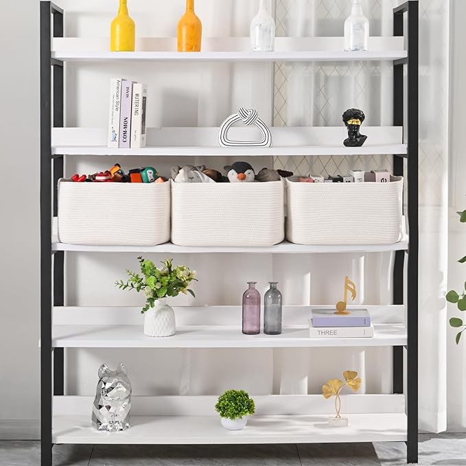 Large Storage Baskets for Organizing Shelves, Woven Cotton Rope Bins for Baby - Image 2
