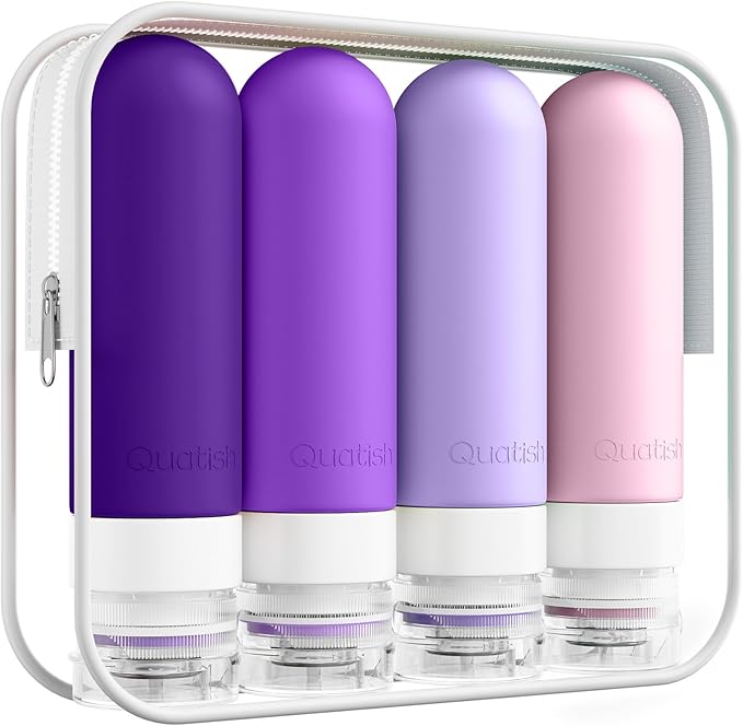 Quatish Travel Bottles for Toiletries, Original Patented Leak Proof Travel Size by Quatish