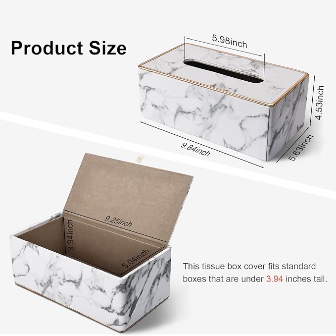 Tissue Box Cover Rectangular, PU Leather Tissue Box Holder - Image 2