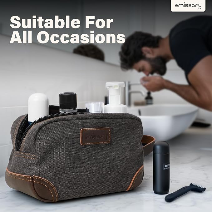 emissary Toiletry Bag for Men, Canvas Travel Toiletry Bag Men's Dopp Kit - Image 7