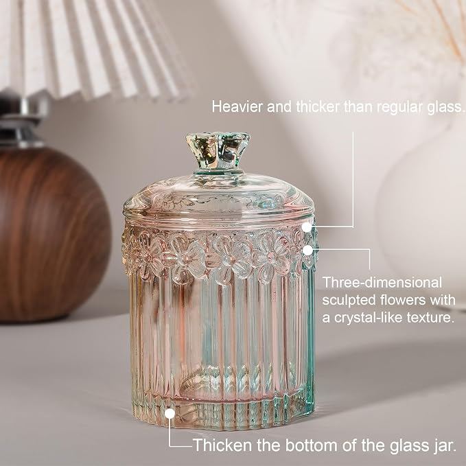 rejomiik 2 Pack Qtip Holder Glass Apothecary Jars - Image 6