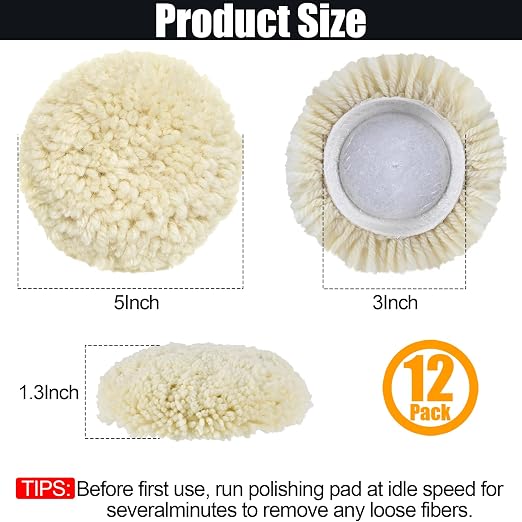 12 PCS Wool Buffing Polishing Pads 3 Inch, Natural Wool Cutting Pads - Image 2