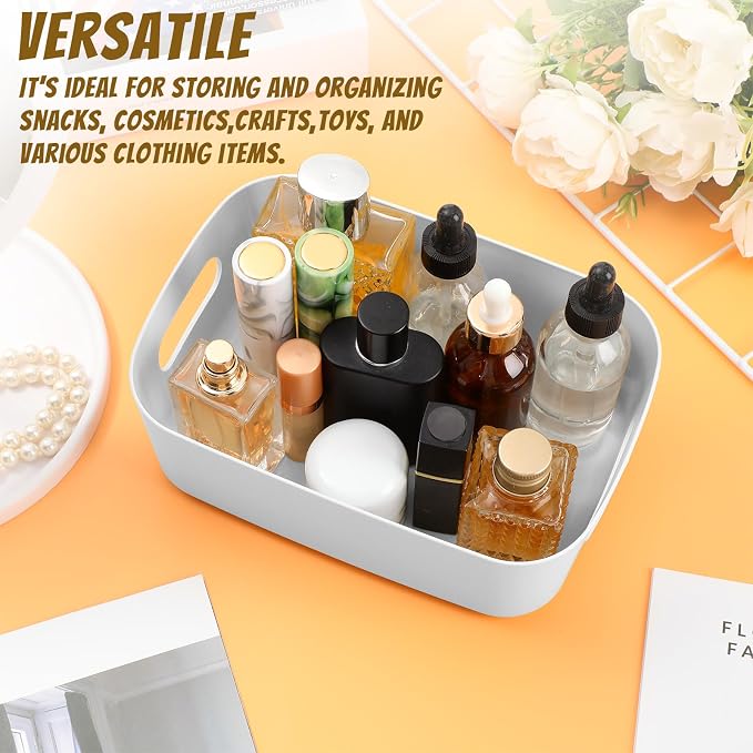 Zopeal Plastic Storage Bins 10 Pcs Gray Pantry Organizer Bins Small Baskets - Image 4