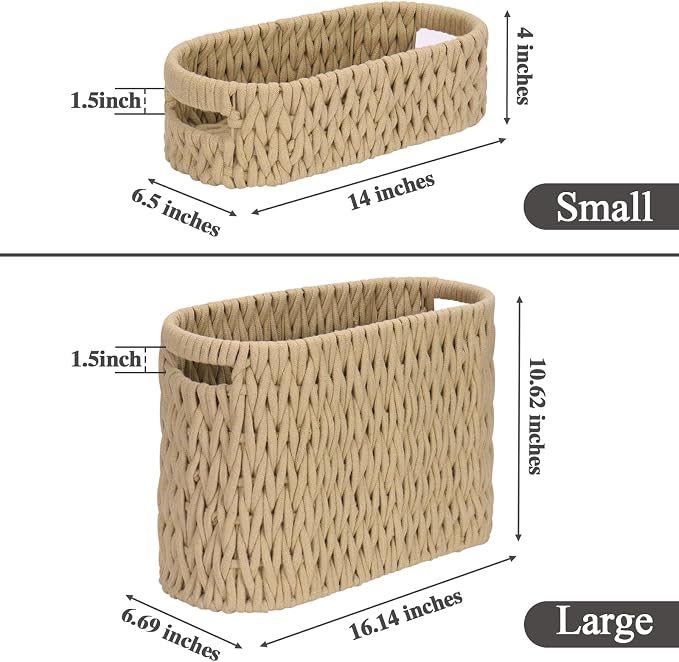 Boho Toilet Paper Storage Baskets, Cotton Rope Woven Bathroom Basket Set of 2 - Image 2