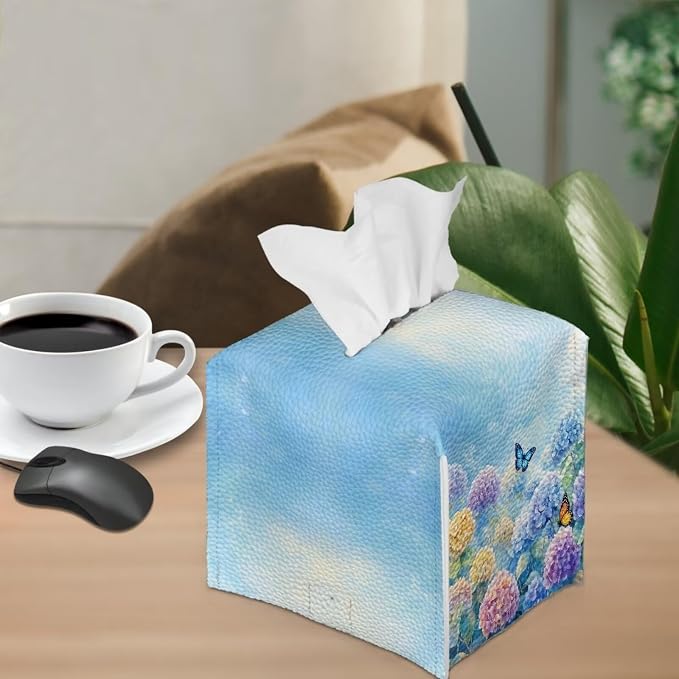 Butterflies Tissue Box Holder Stylish Waterproof PU Leather Square Tissue Box - Image 4