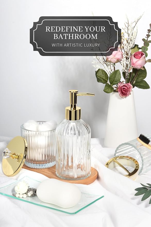 Designer Clear Glass Bathroom Accessories Sets - Image 4