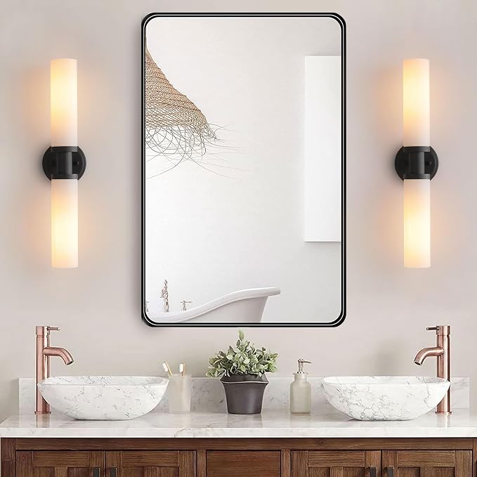 Wall Sconces Set of Two, Matte Black Bathroom Sconces Wall Lighting - Image 6