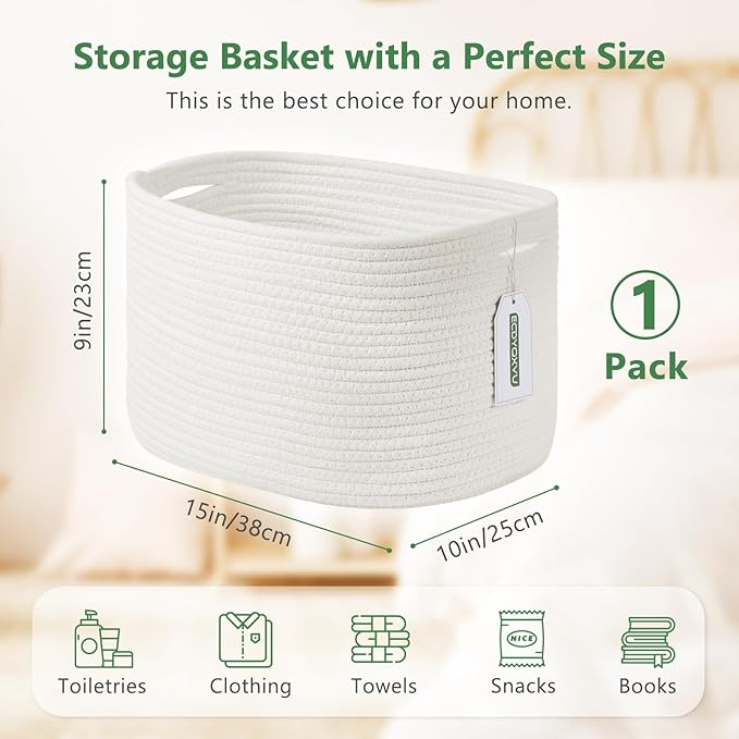Cotton Rope Storage Basket, Woven Basket - Image 3
