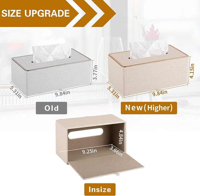 Tissue Box Cover Rectangle Tissue Box Holder PU Leather Facial Organizer - Image 4