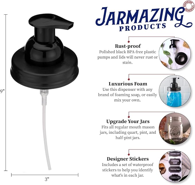 Jarmazing Products Mason Jar Foaming Soap Dispenser Lids - Image 2