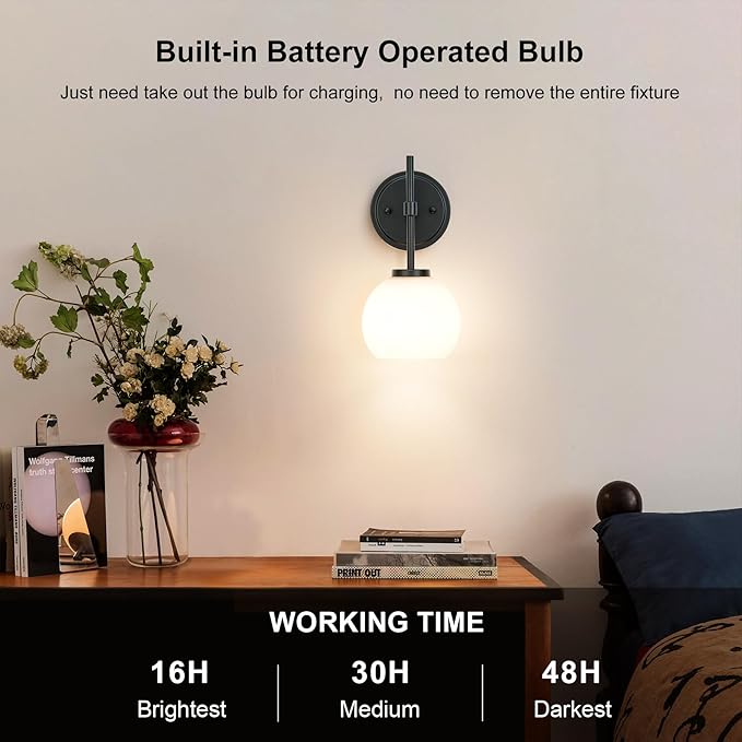 Black Wireless Rechargeable Wall Sconces - Image 3