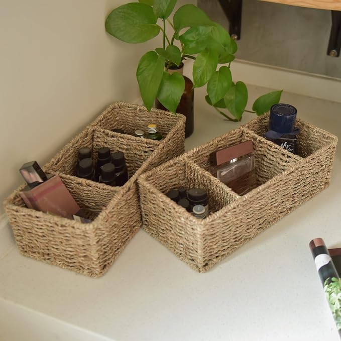 StorageWorks Wicker Toilet Basket Tank Topper, Toilet Paper Basket - Image 3