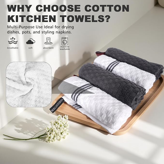 4 Pack 100% Cotton Wash Cloth, 12x12 Inch Highly Absorbent and Soft Feel - Image 6