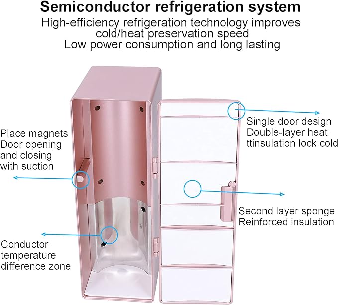 Topyond Mini Refrigerator 12 x 8.5 x 25cm, Small Fridge, Compact Mini Fridge - Image 4