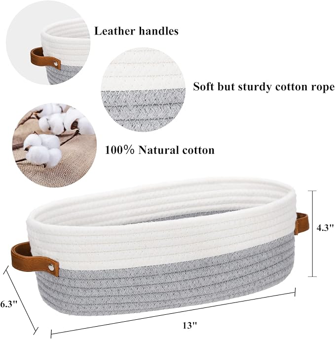Bathroom Countertop Organizer Basket, Cotton Rope Woven Storage Basket Toilet - Image 5