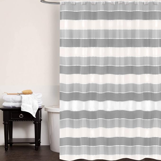 Zahari Home 13pc Modern Line Shower Curtain Set - Image 2