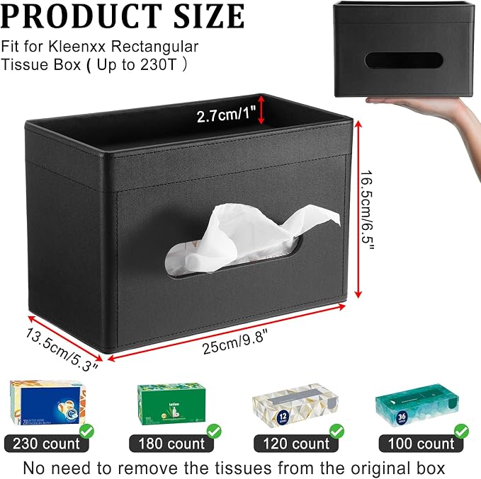 Sumnacon Tissue Box Cover with Storage Tray, Decorative Rectangular Tissue - Image 4