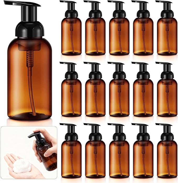 Uiifan 16 Pcs 10 oz Amber Foaming Soap Dispenser Refillable Foam Pump Bottle by Uiifan
