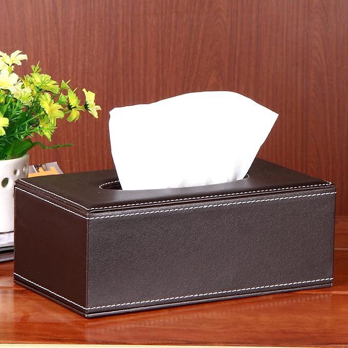 High-end Fashion Pu Leather Tissue Box Holder Business Black, Rectangular - Image 4