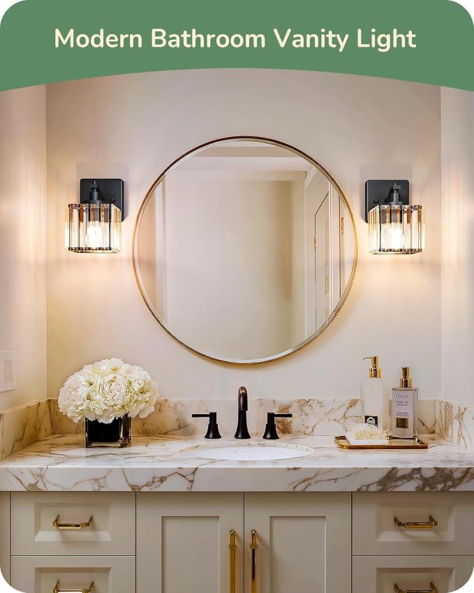 EDISHINE Hardwired Bathroom Light Fixtures, Modern Wall Sconces Set of Two - Image 6