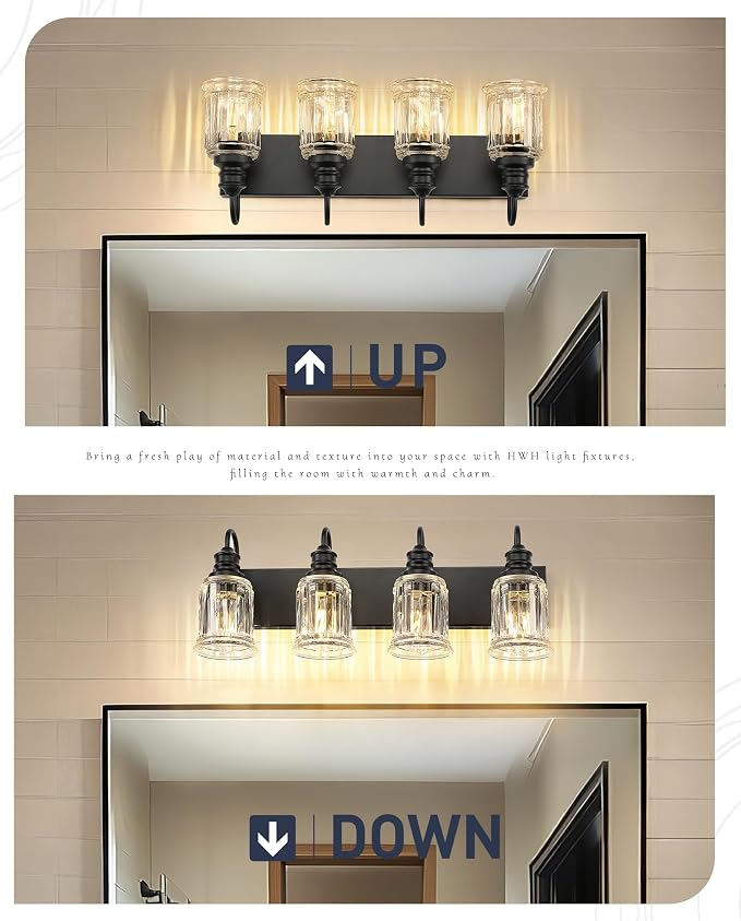 HWH 4-Light Bathroom Vanity Light, Wall Light Sconces - Image 3