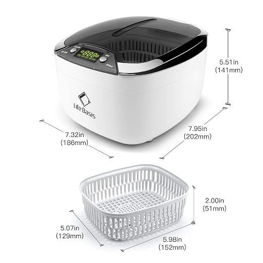Life Basis Ultrasonic Jewelry Cleaner Ultrasonic Cleaning Machine 850ml LCD - Image 7