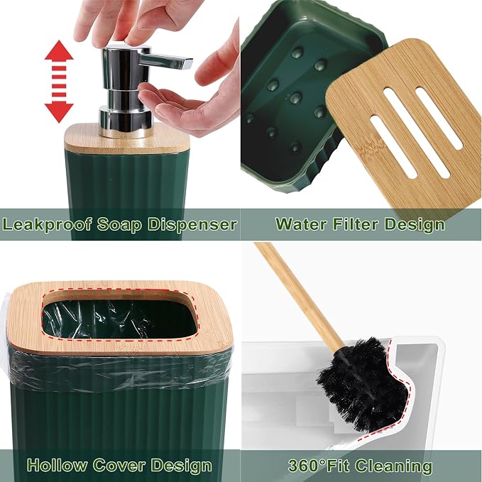 Dark Green Bathroom Accessories Set - Image 3