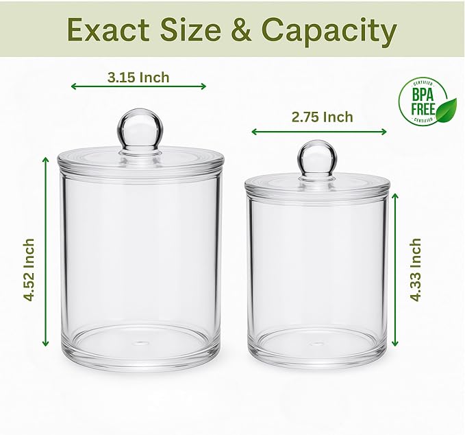 Acrylic Qtip Holder Bathroom Set, Bathroom Containers - Image 2