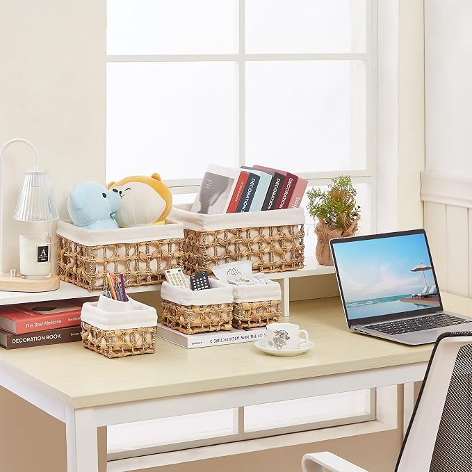 Vagusicc Wicker Storage Basket, Rectangular Wicker Baskets - Image 4
