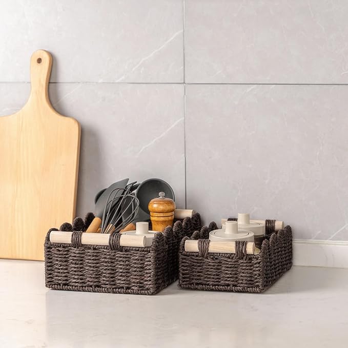 CubesLand Toilet Paper Storage Organizer Basket, Scalloped Decorative Baskets - Image 5