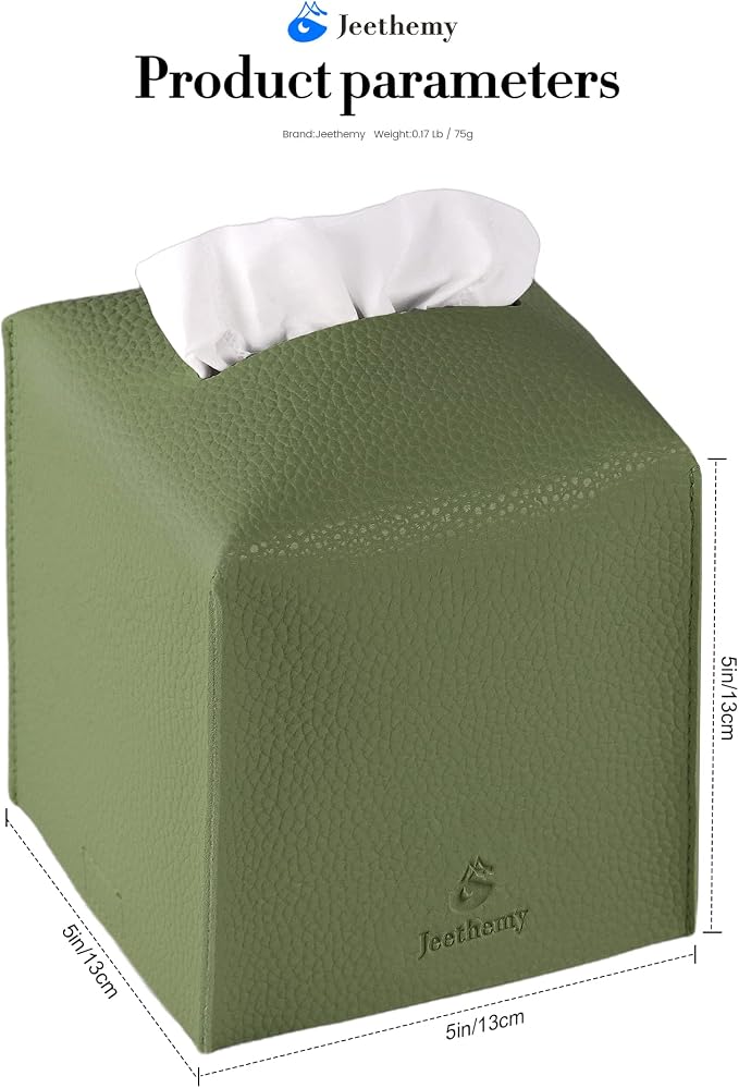 Tissue Box Cover, Jeethemy Square PU Leather Tissue Box Holder, Modern Tissue - Image 5