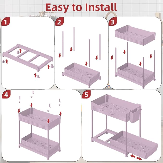 Under Sink Organizer, Bathroom Organizers and Storage, 2 Tier Multi-Use Pull - Image 7
