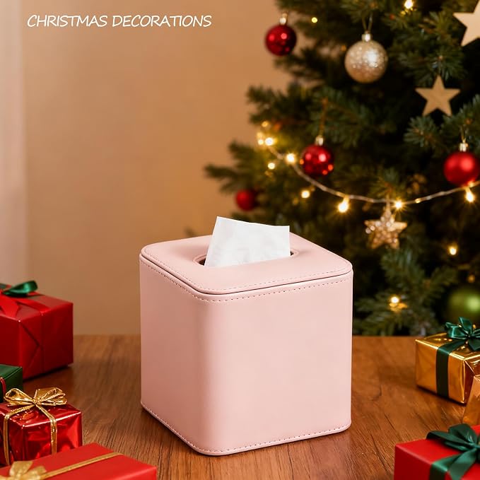 Tissue Box Holder Square PU Leather Stylish Facial Tissue Box - Image 3