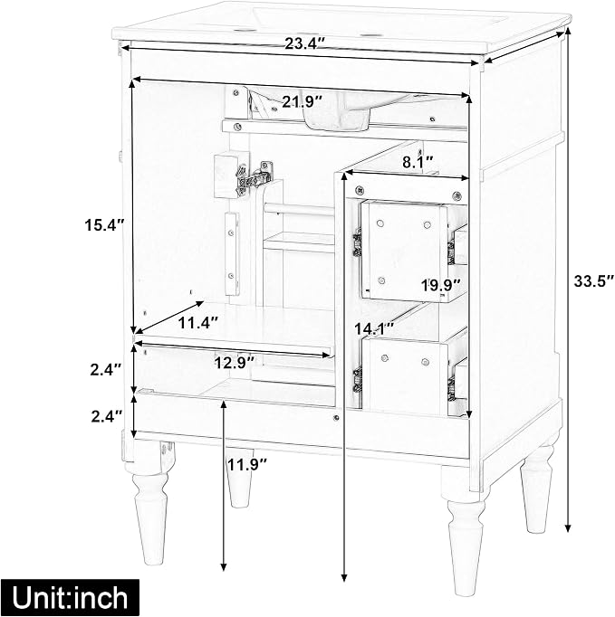 Harper & Bright Designs 24" Bathroom Vanity - Image 4