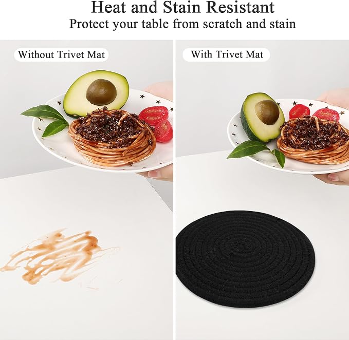 SHACOS 8 Inch Trivets for Hot Dishes, 4 Heat-Resistant Cotton Trivet Mats for - Image 3
