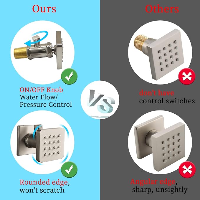 Solid Brass Independent Switch Shower Body Jets 6pcs Body Sprayer - Image 3