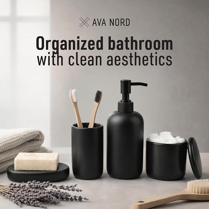 Ceramic Bathroom Accessories Set 4 Pcs – Modern Scandinavian Neutral Bathroom - Image 6