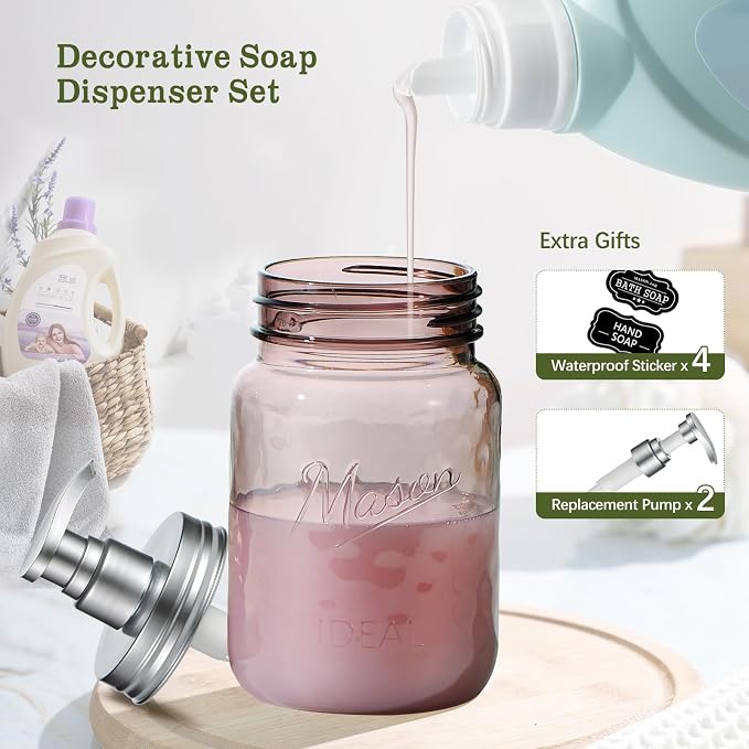 Amolliar 16 Oz Plastic Soap Dispenser, Refillable Hand Dish Soap Dispenser - Image 6