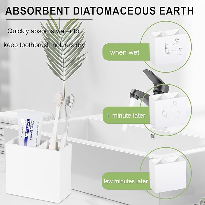 Diatomite Toothbrush Holder 2 Slots Tooth Brush Holder - Image 3