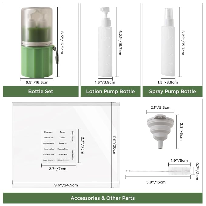 4-in-1 Travel Bottles for Toiletries, TSA Approved Travel Size Toiletries - Image 2