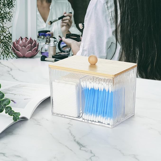 KIMCHOMERSE Qtip Holder Storage, Bathroom Cotton Ball Holder Canisters - Image 5
