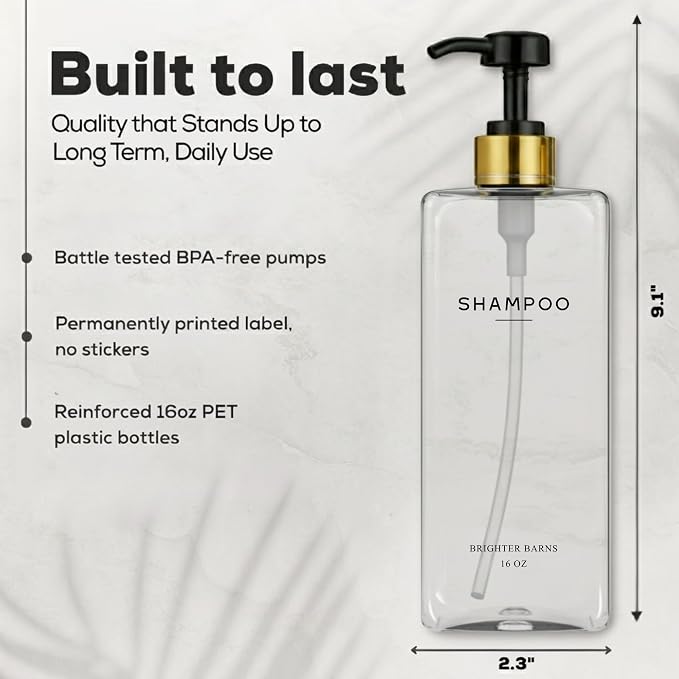 Clear Shampoo and Conditioner Dispenser Set by Brighter Barns - Image 3