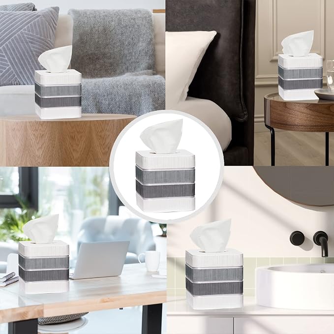 Zahari Home 2pc Modern Line Stylish Bath Accessories Set Waste Basket & Square - Image 6
