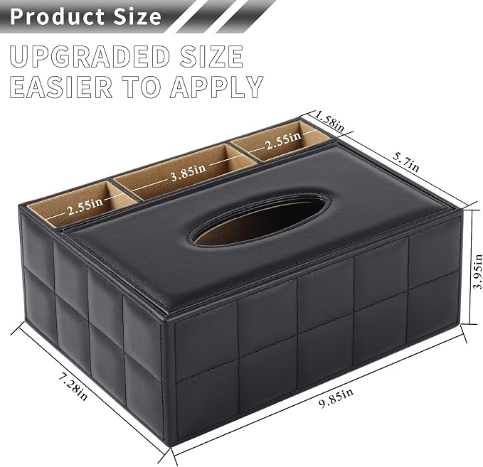 PU Leather Rectangular Tissue Box Cover - Image 3